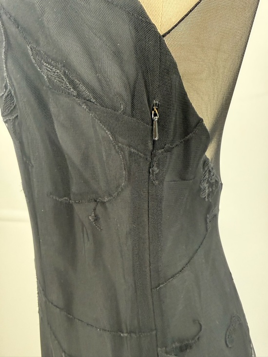 VTG Lauren Ralph Lauren Sophisticated Black Sheer Floral Maxi Evening Dress SZ 4 - Picture 8 of 17